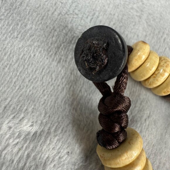 Chunky Natural Wood Bead Necklace Black Brown/Beige Layers & Loop Button Closure - Picture 12 of 16